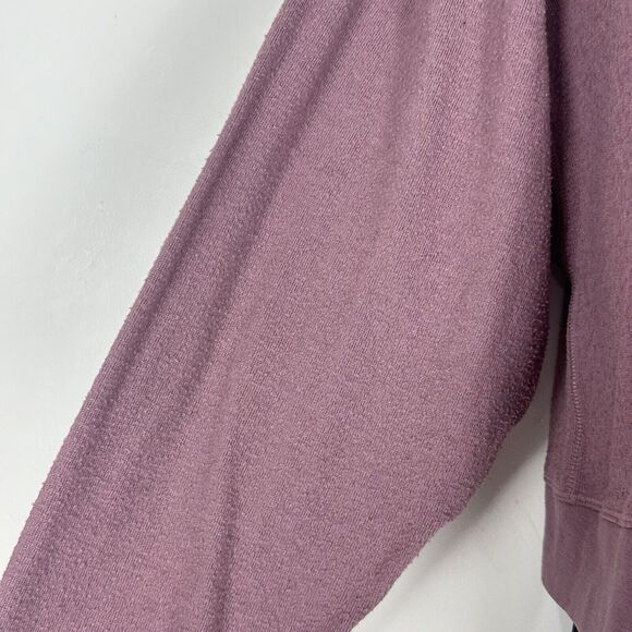 Alo Yoga Women's S/M Alolux Soho Crop Henley Top Sweatshirt Pullover Woodrose - Picture 5 of 9